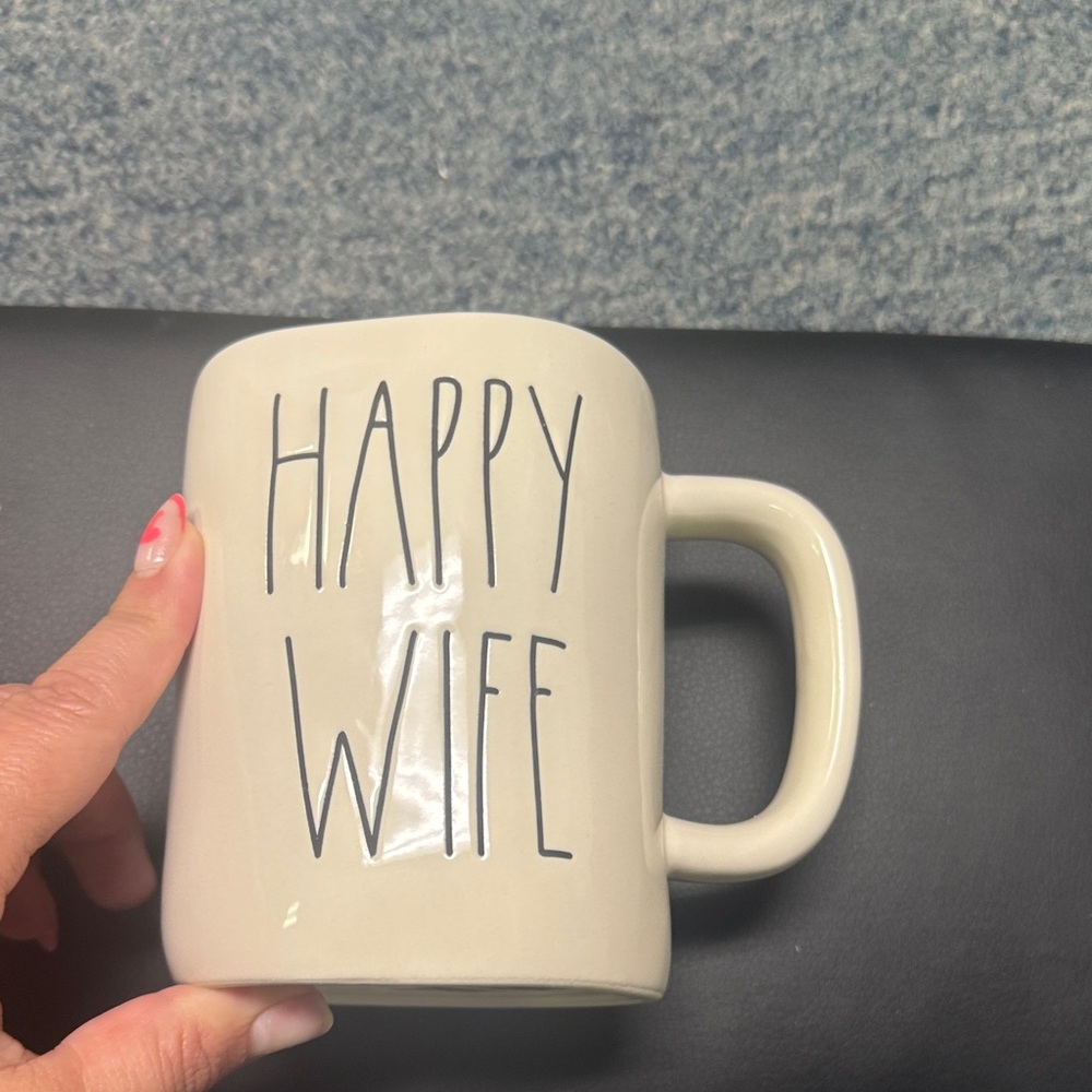 Happy Wife Ceramic Coffee Mug - Cream